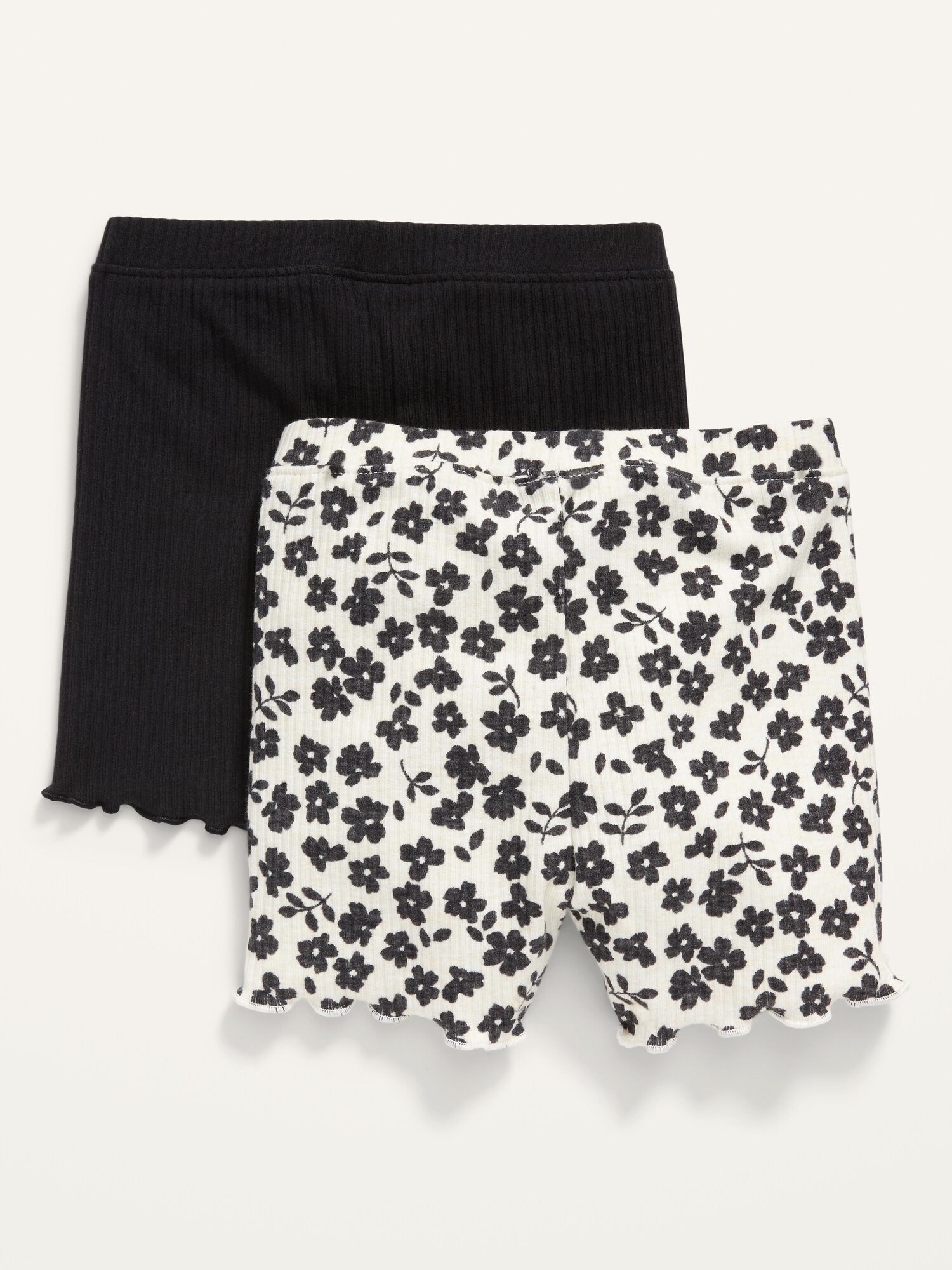 Rib-Knit Lettuce-Edge Biker Shorts 