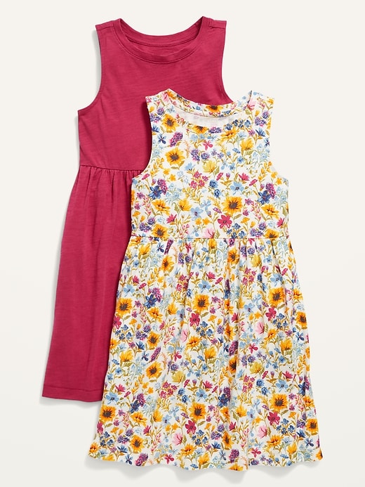 View large product image 1 of 3. Sleeveless Jersey-Knit Printed Dress 2-Pack for Girls