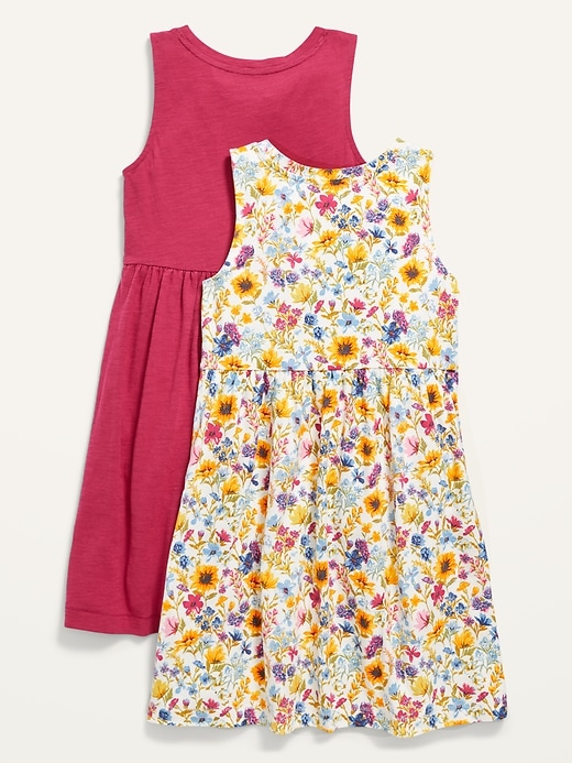 View large product image 2 of 3. Sleeveless Jersey-Knit Printed Dress 2-Pack for Girls