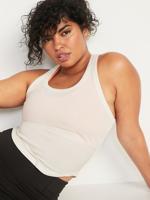 Image number 3 showing, UltraLite Cropped Rib-Knit Racerback Tank Top