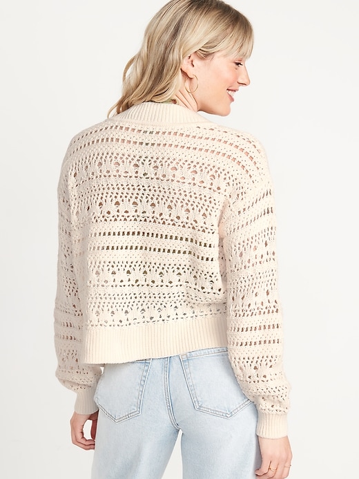 Image number 2 showing, Cropped Open-Knit Cardigan