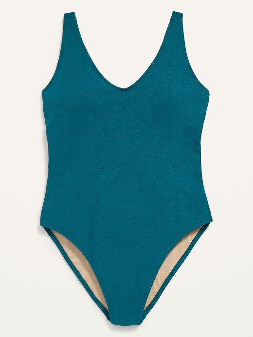 Image number 4 showing, V-Neck Terry One-Piece Swimsuit