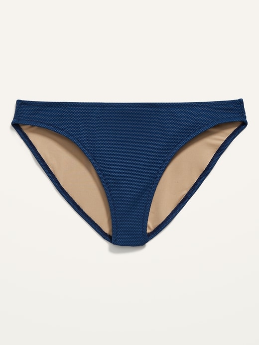 Image number 3 showing, Mid-Rise Piqué Classic Bikini Swim Bottoms