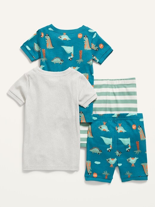 Unisex 4-Piece Graphic Pajama Shorts Set for Toddler & Baby