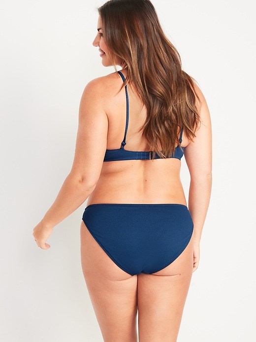 Image number 2 showing, Mid-Rise Piqué Classic Bikini Swim Bottoms