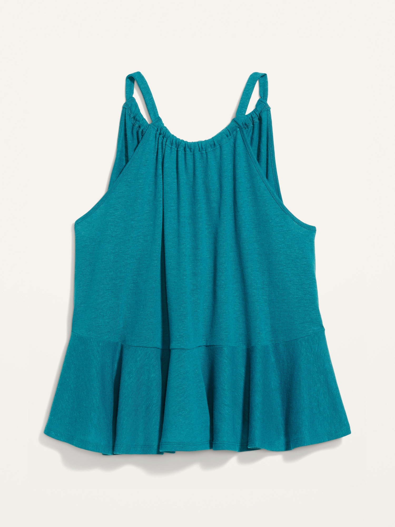 Linen-Blend Peplum Halter Swing Top for Women | Old Navy