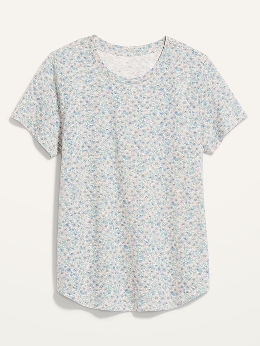 L'image numéro 4 présente T-shirt en tricot flammé à motif de fleurs passe-partout à manches courtes pour Femme