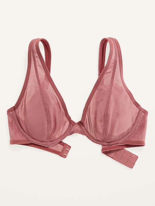 Victoria Secret Plunge Bra Size 36B Pinkish Coral Lace Padded Multi