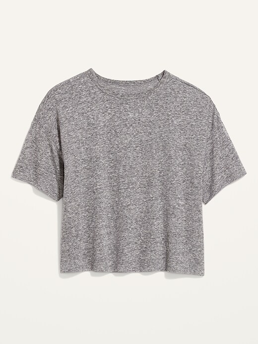 L'image numéro 4 présente T-shirt surdimensionné à manches aux coudes en mélange de lin pour Femme
