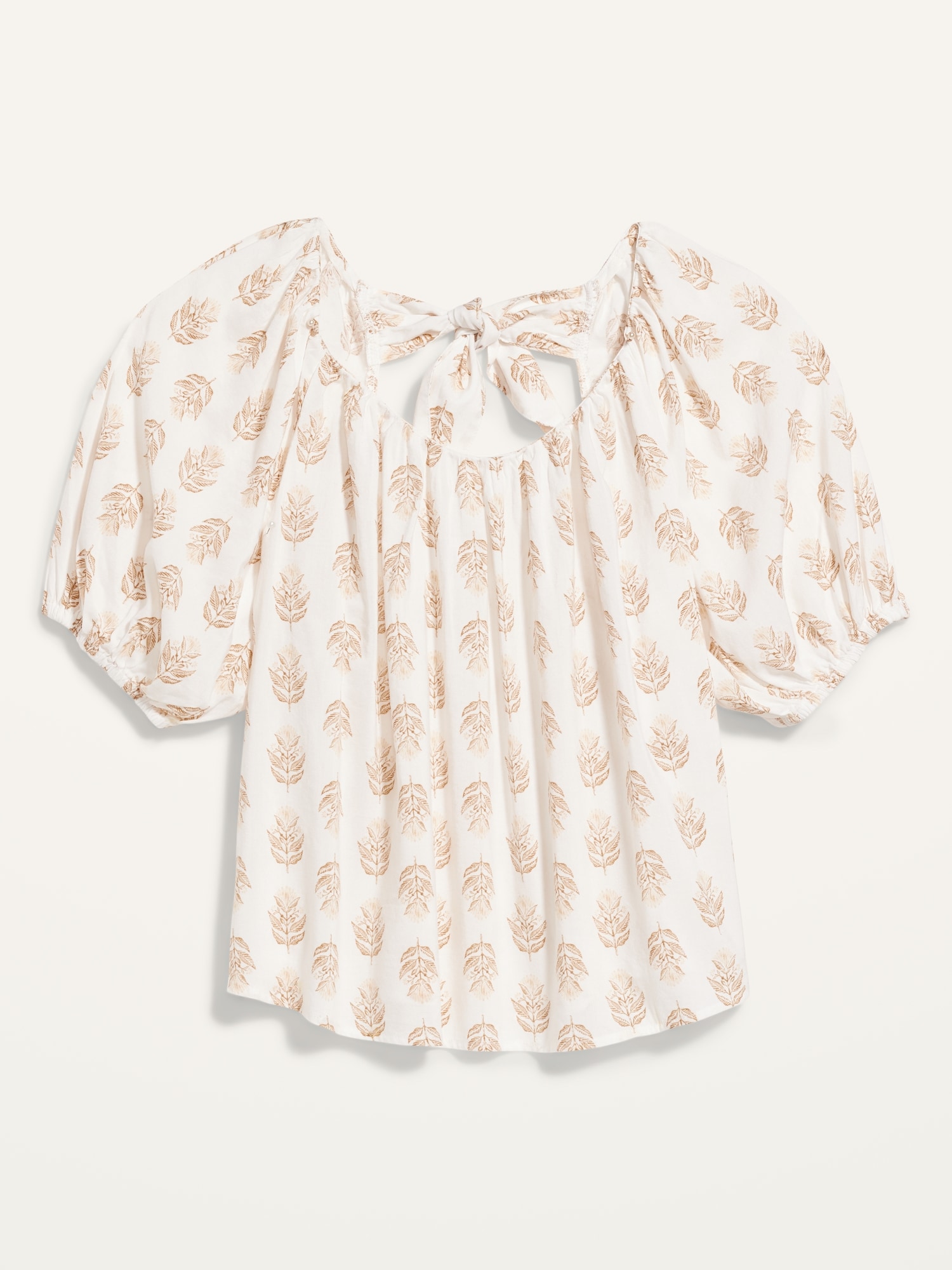 Puff-Sleeve Printed Tie-Back Top For Women | Old Navy