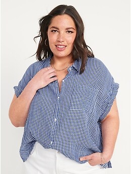 Navy gingham shirt discount womens