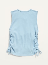 View large product image 3 of 3. Rib-Knit High-Neck Cinch-Tie Tank Top for Girls