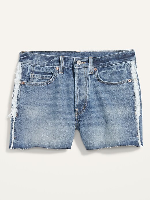 Image number 4 showing, Higher High-Waisted Button-Fly Sky-Hi A-Line Non-Stretch Cut-Off Jean Shorts for Women -- 3-inch inseam