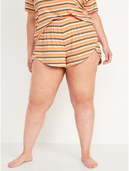 Shorts de pyjama en jersey ultra doux taille haute à ourlet fendu pour Femme – Entrejambe de 8 cm