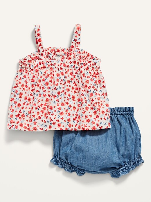Sleeveless Button-Front Cami Top and Bloomers Set for Baby
