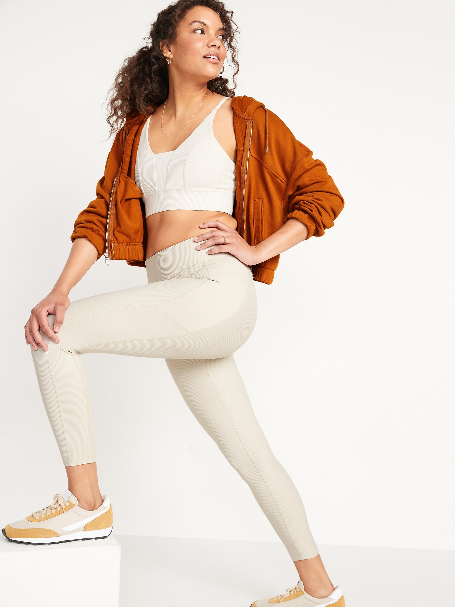 High-Waisted PowerSoft Rib-Knit Side 