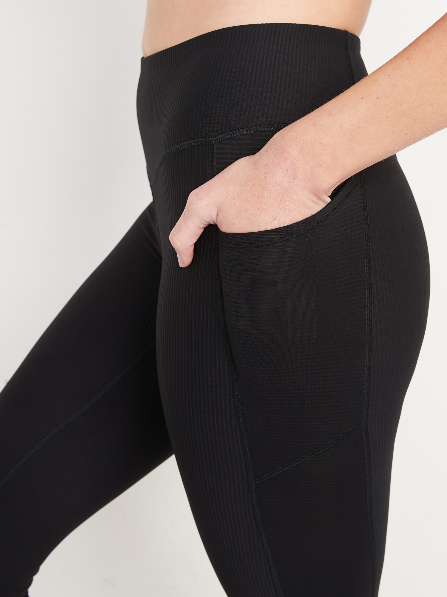 Old Navy Leggings; Women Size Medium Blue/Black Stripe Stretch Yoga  Activewear 