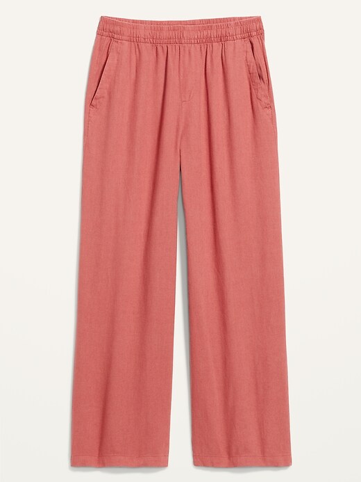 Image number 4 showing, High-Waisted Linen-Blend Wide-Leg Pants for Women