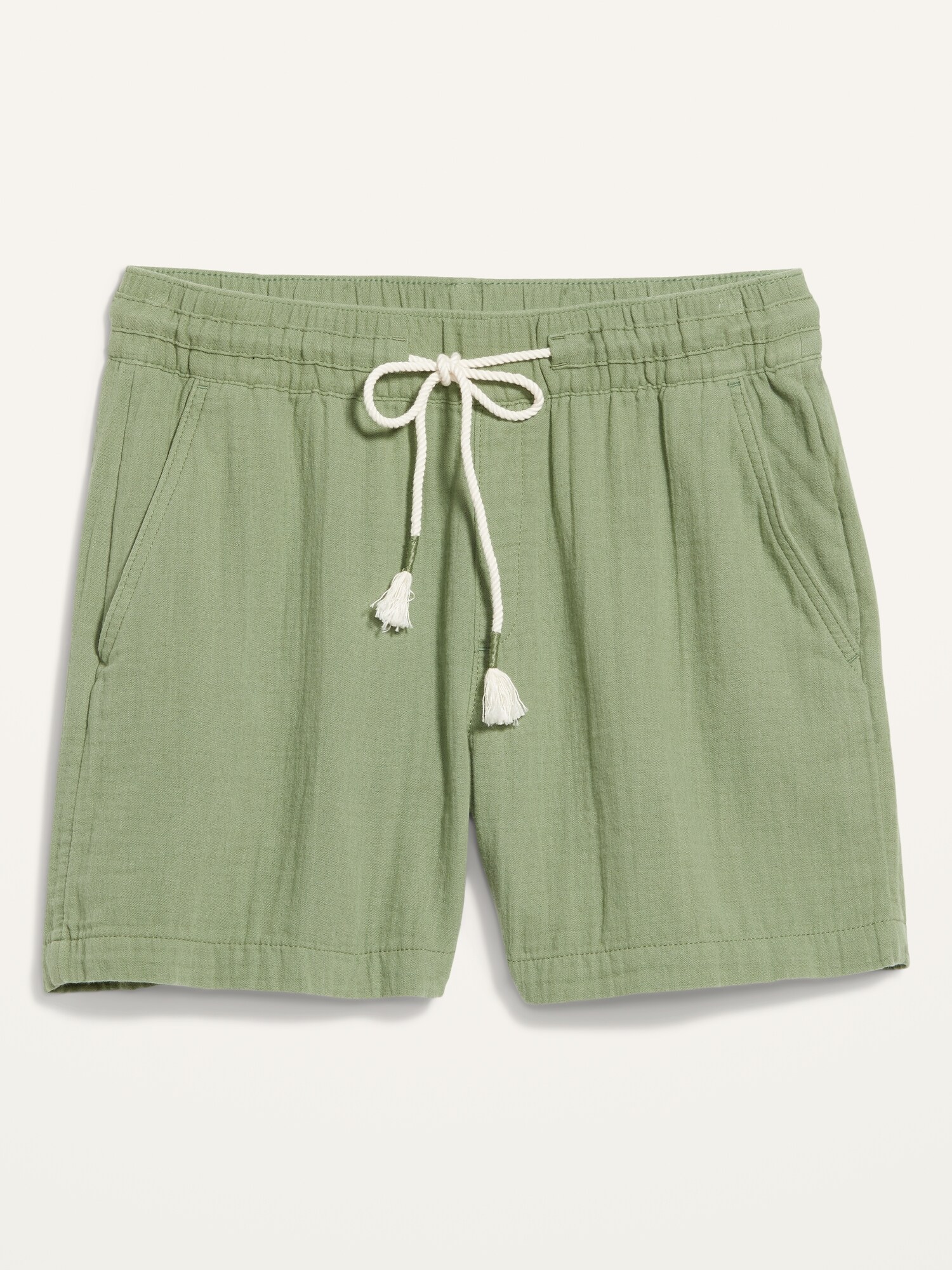 High-Waisted Textured Cotton Pull-On 