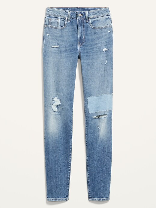 Image number 4 showing, High-Waisted OG Straight Patchwork Ripped Ankle Jeans for Women
