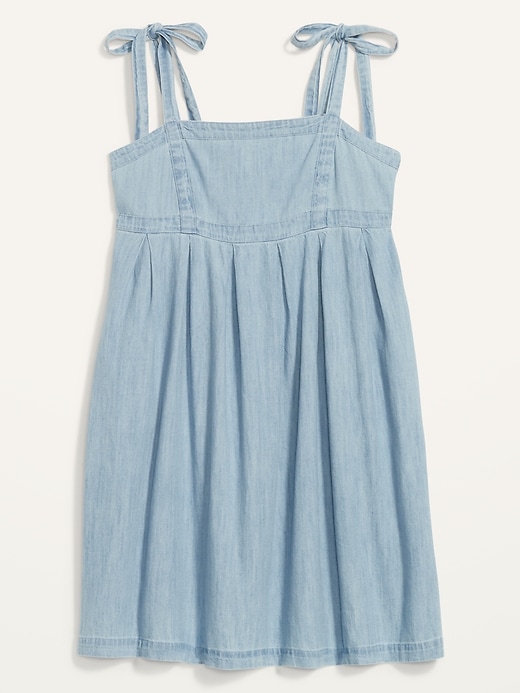 Image number 4 showing, Tie-Shoulder Jean Mini Babydoll Swing Dress for Women