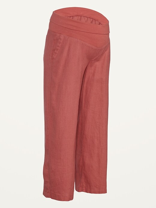 Old Navy Maternity Rollover-Waist Linen Blend Pant