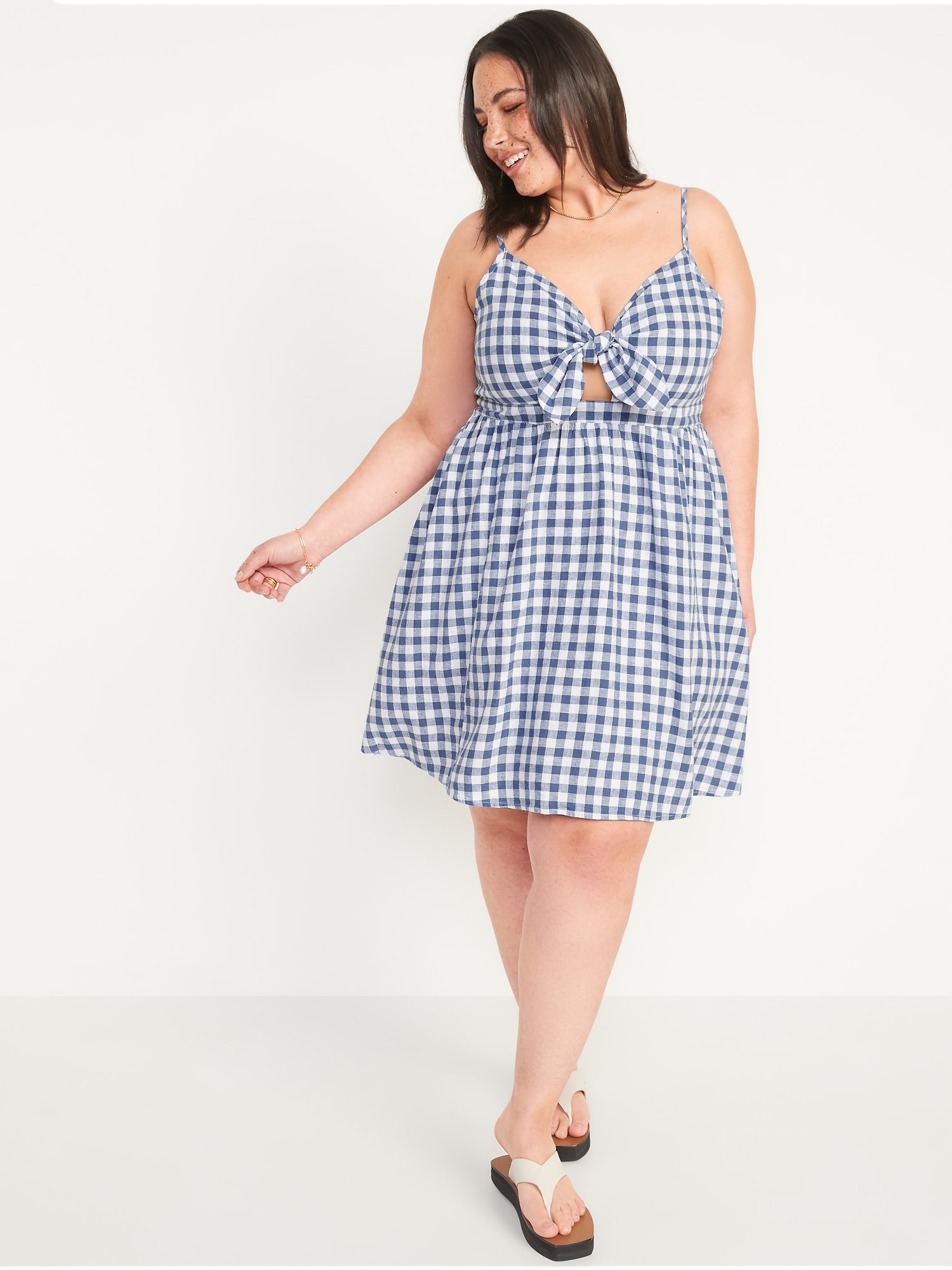 Gingham print hot sale cami dress