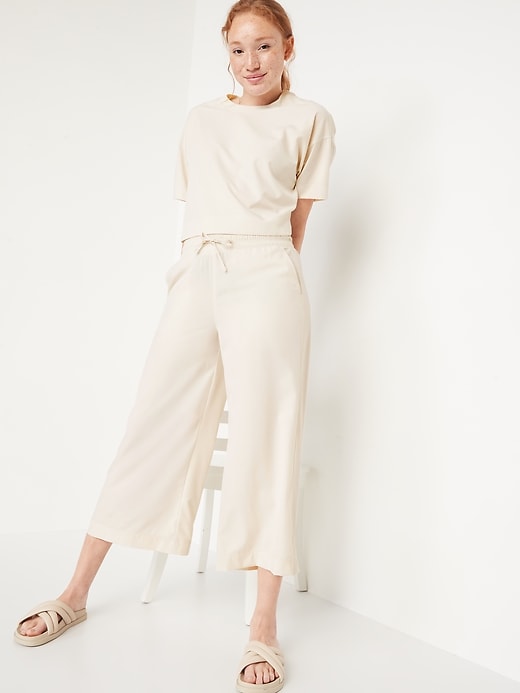 Image number 3 showing, Extra High-Waisted StretchTech Cropped Wide-Leg Pants for Women
