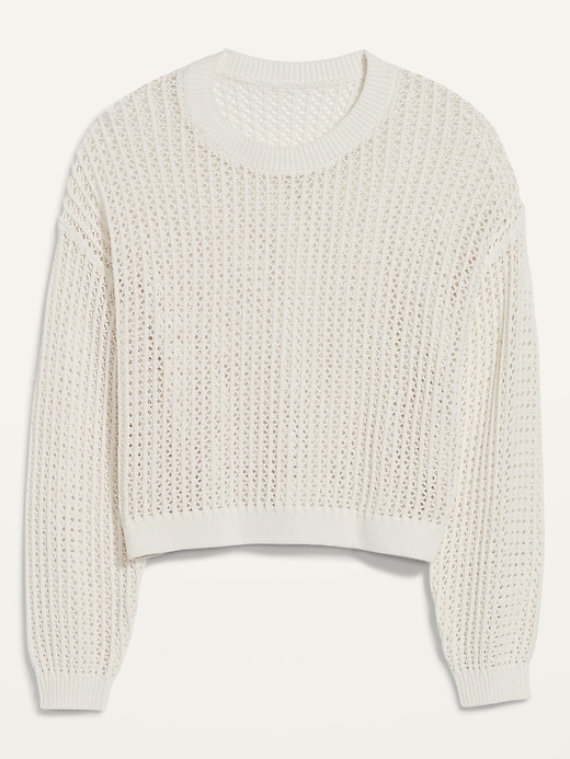 Long-Sleeve Cropped Crochet Sweater for Women | Old Navy