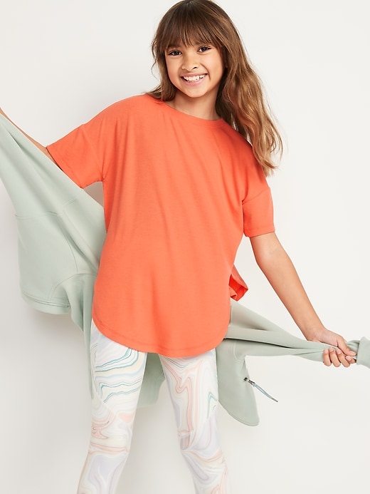 UltraLite Rib-Knit Tunic T-Shirt for Girls