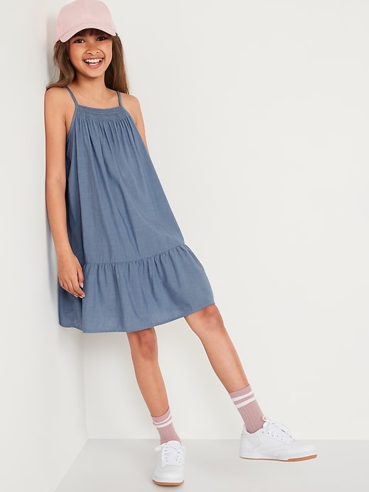 View large product image 2 of 3. Sleeveless Tiered-Hem Swing Dress for Girls