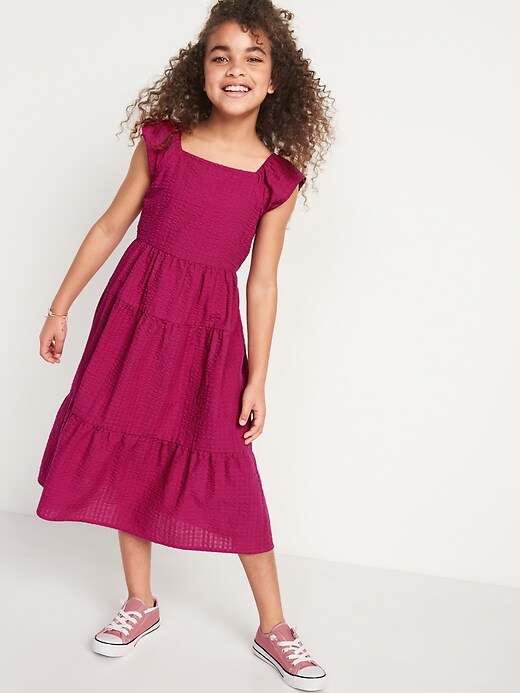 View large product image 2 of 3. Sleeveless Tiered Tie-Back All-Day Midi Dress for Girls