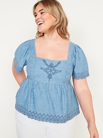 Matching Chambray Embroidered Top