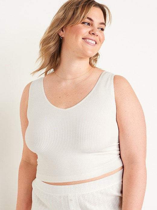 Image number 7 showing, High-Waisted Lettuce-Edge Pointelle-Knit Pajama Shorts -- 3-inch inseam