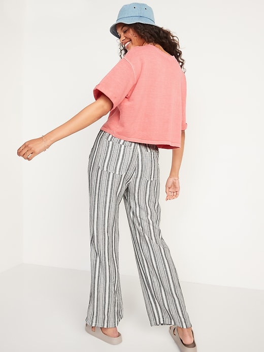 Image number 2 showing, High-Waisted Striped Linen-Blend Wide-Leg Pants for Women