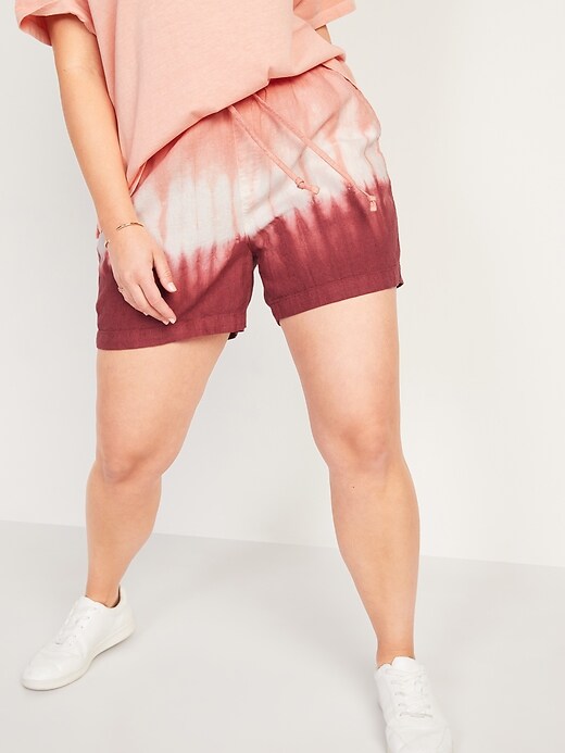 Image number 5 showing, High-Waisted Dip-Dye Linen-Blend Shorts for Women -- 4-inch inseam
