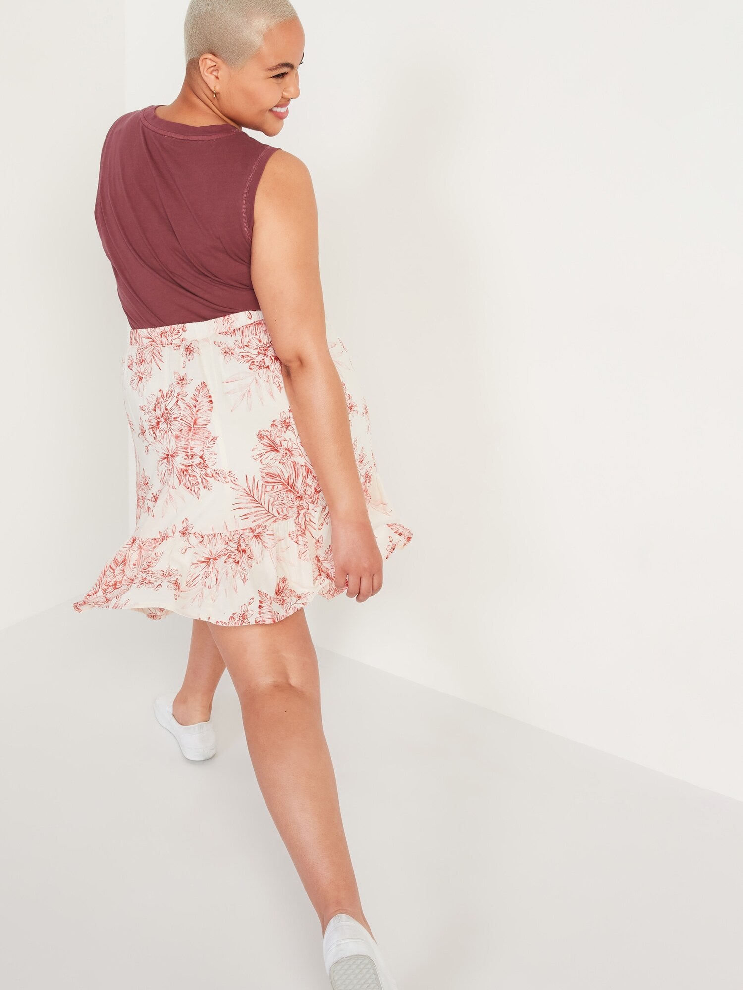 High-Waisted Tiered Mini Swing Skirt | Old Navy