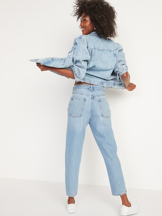 Image number 2 showing, High-Waisted Slouchy Straight Cropped Ripped Jeans for Women