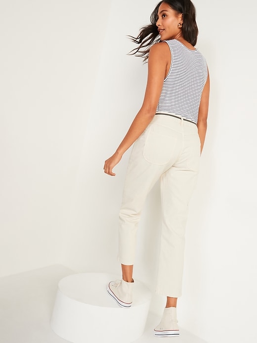 Image number 2 showing, High-Waisted Slouchy Straight Cropped Workwear Jeans for Women