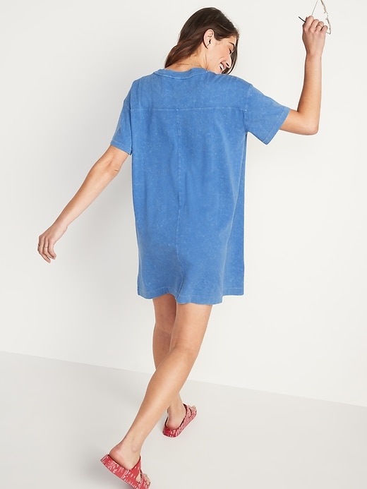Image number 2 showing, Loose Vintage Short-Sleeve Mineral-Dyed T-Shirt Shift Dress for Women
