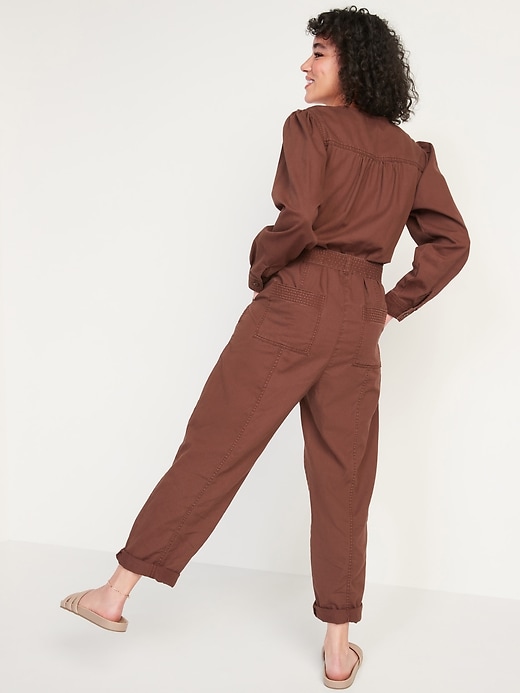Image number 2 showing, Long-Sleeve Zip-Front Cropped Utility Jumpsuit for Women