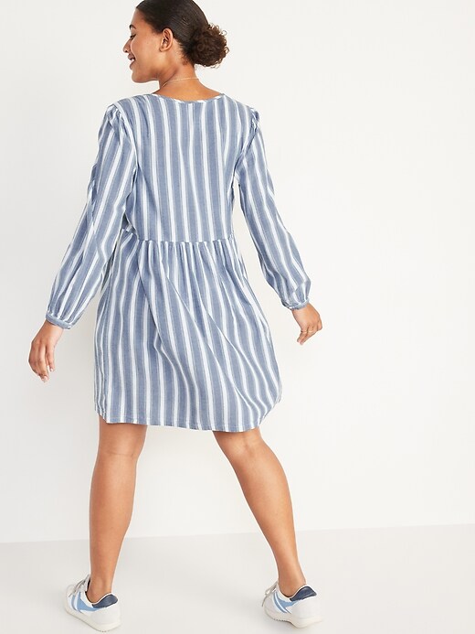 Image number 5 showing, Long-Sleeve Button-Down Mini Swing Dress for Women