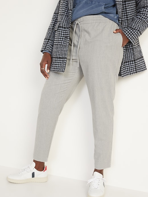 Image number 5 showing, High-Waisted Brushed-Twill Ankle Pants for Women