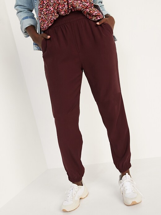 Image number 5 showing, High-Waisted Twill Jogger Pants for Women