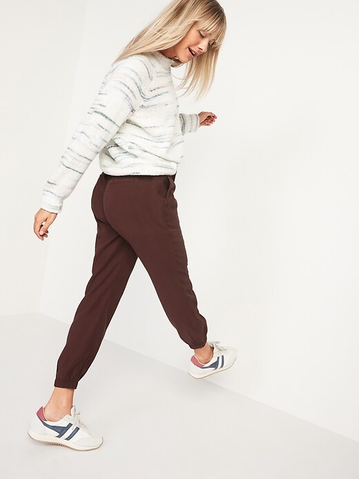 Image number 2 showing, High-Waisted Twill Jogger Pants for Women