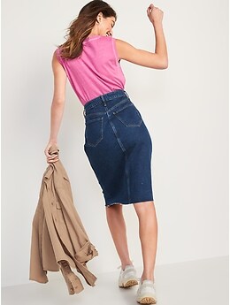 Higher High Waisted Button Fly Jean Pencil Skirt Old Navy