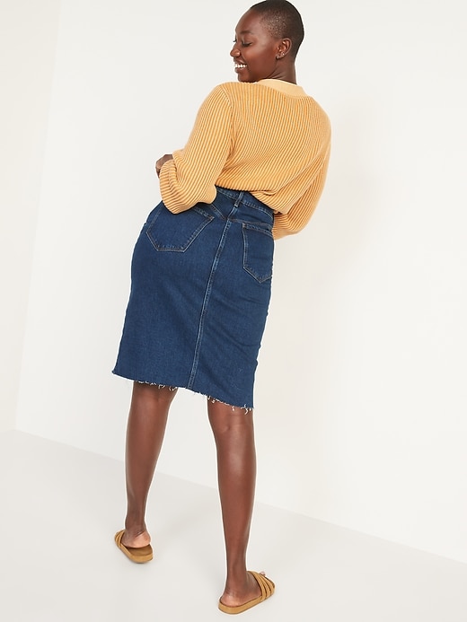 Image number 6 showing, Higher High-Waisted Button-Fly Jean Pencil Skirt