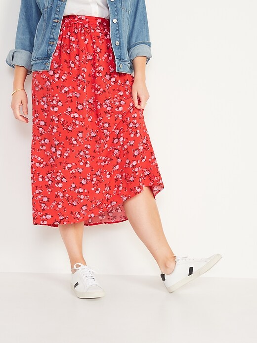 Image number 4 showing, High-Waisted Floral-Print Midi Swing Skirt for Women
