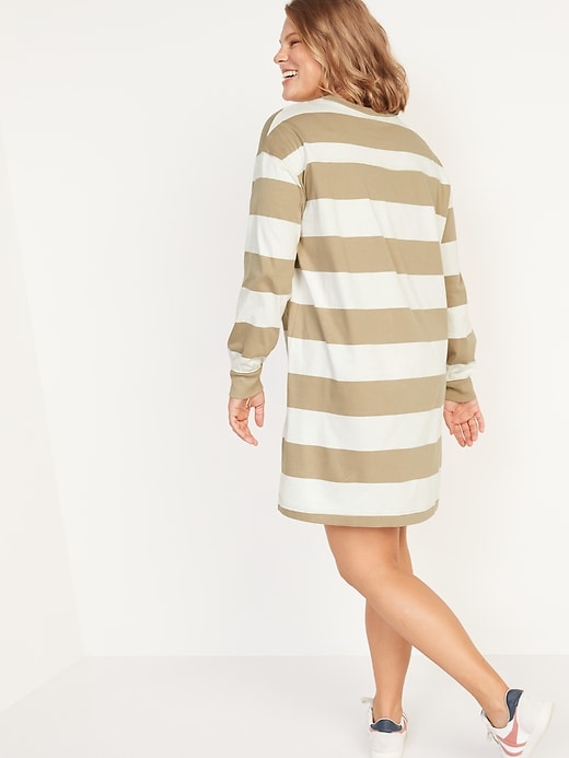 Image number 6 showing, Long-Sleeve Striped Mini T-Shirt Shift Dress for Women