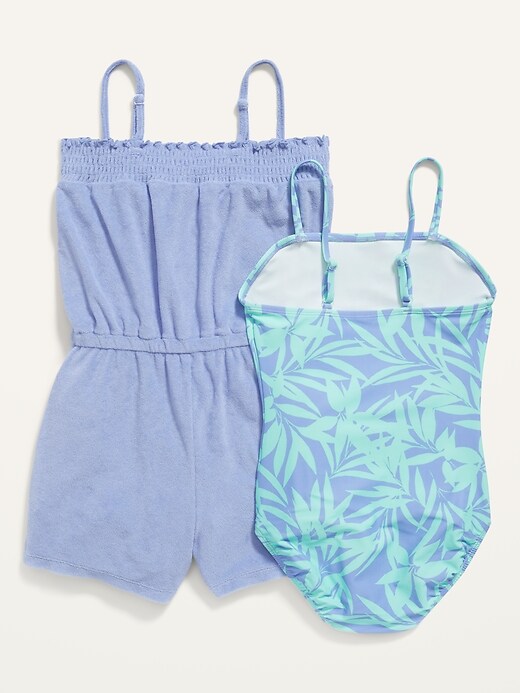 Swim CoverUp Romper & Bandeau OnePiece Swimsuit Set for Girls Old Navy